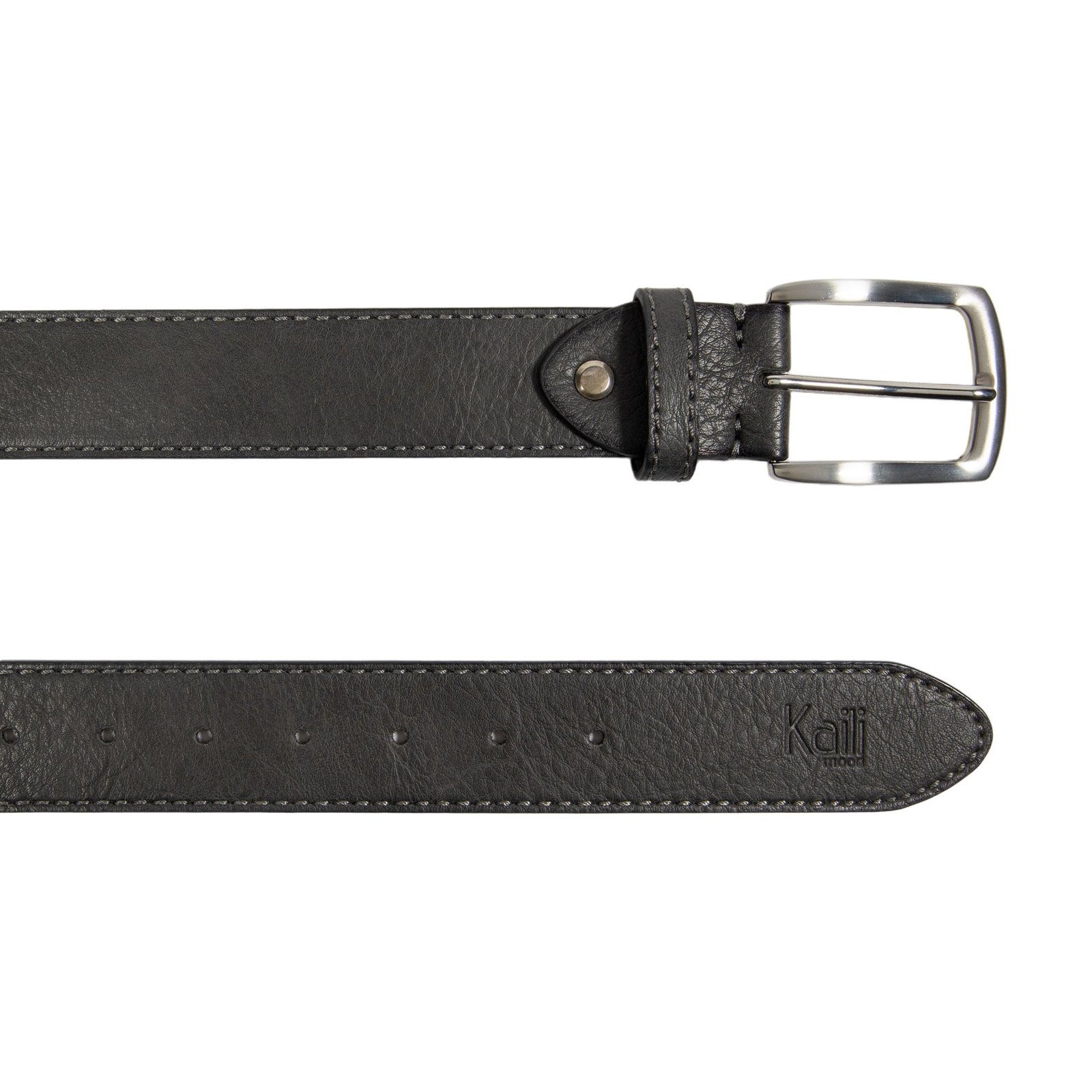 K4008KB | Men's Belt in Leather Lining Pu Finish. Anthracite color. Size: 125 x 3.8 x 0.5 cm (waist 110 cm). Packaging: hard bottom/cover Gift Box